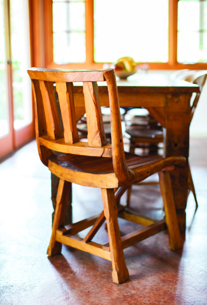 Chris Prelitz discovered an upcycled dining set, made from old farm equipment,  in Bali, Indonesia.