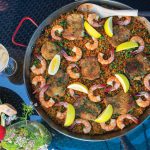 Shrimp, Chicken and Chorizo Paella Craig Strong_credit Ashley Littlefield